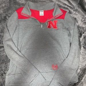 Pink Nebraska quarter zip